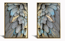 Load image into Gallery viewer, Gold Glitz Blue Feathers (Set of 2)
